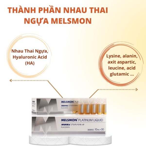 Nước uống trắng da nhau thai ngựa Melsmon Platinum Liquid Placenta 2